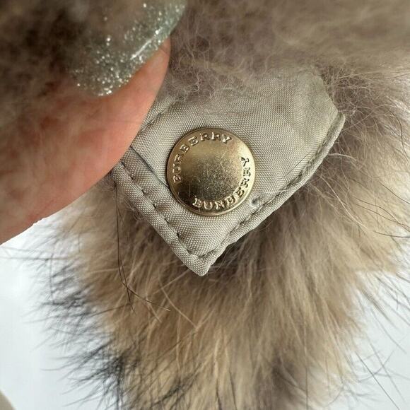 Burberry Detachable Raccoon Fur Collar Snap On Convertible Winter Outdoor Preppy - Picture 5 of 10